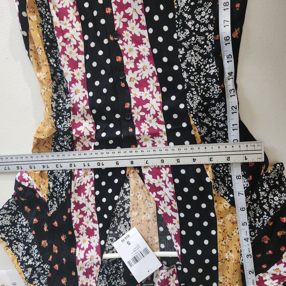 Colorful Forever 21 Dress long Small Patchwork Polka Dots & Florals Cottagecore - Picture 11 of 13